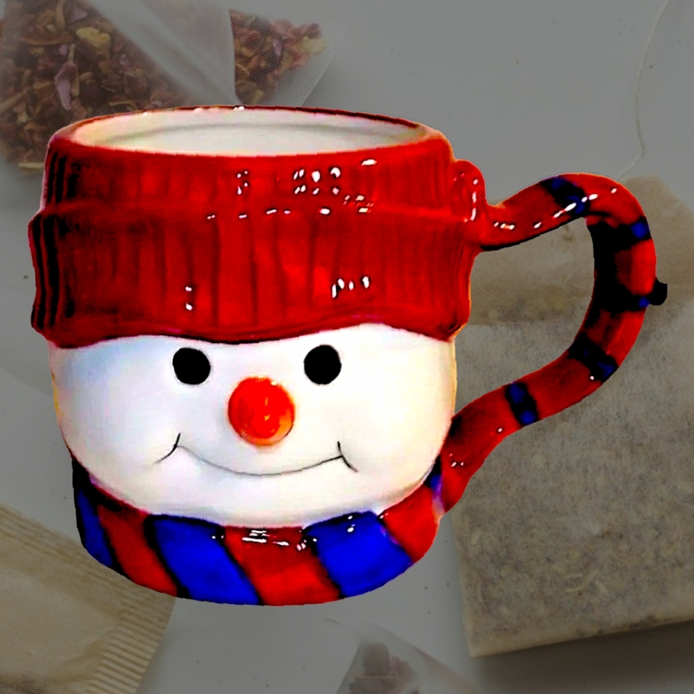 VTG Snowman Coffee Mug Tea Cup Glazed Ceramic Oversize 16 ozs. Linens N Things